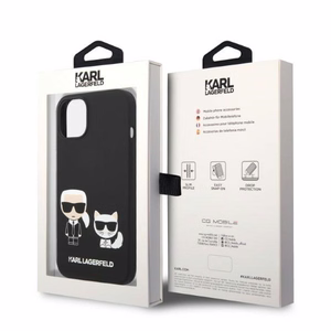 Karl Lagerfeld KLHMP14MSSKCK iPhone 14 Plus 6.7 kovakuori musta / musta Liquid Silicone Karl & Choupette Magsafe