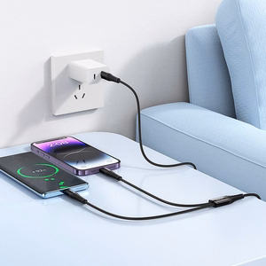 Kaapeli 2-in-1 USB-C USB-C + Lightning Hoco 1 m X123 musta