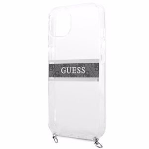 Guess GUHCP13SKC4GBSI iPhone 13 mini 5.4" läpinäkyvä kovakotelo 4G harmaa hihna hopea ketju