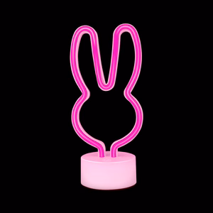 Neon LED jalustalla RABBIT vaaleanpunainen USB-C FSC-10 Forever Light