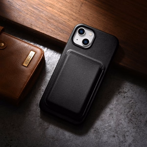 iCarer Case Nahkakotelo iPhone 14 Plus -puhelimelle aito nahkakotelo musta (yhteensopiva MagSafe)