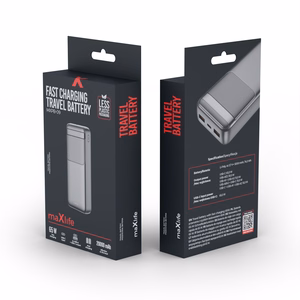 Musta Maxlife MXPB-09 -varavirtalähde, QC, PD, 65 W, 20 000 mAh