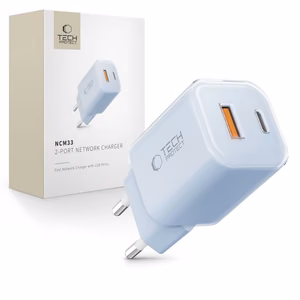 Tech-Protect NCM33W 2-porttinen PD33W/QC3.0 seinälaturi - Sininen