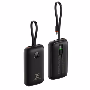 Ulkoinen akku Veger K1 (W1188) PD QC3.0 35W 10000 mAh sisäänrakennetuilla Type C -kaapeleilla / Lightning musta