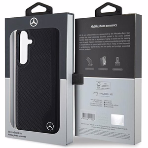 Mercedes nahkainen kohokuvioitu viiva MagSafe suojakuori Samsung Galaxy S24+:lle - musta