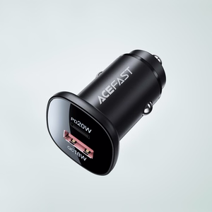 Acefast auton laturi 38W USB Type C / USB, PPS, Power Delivery, Quick Charge 3.0, AFC, FCP musta (B1 black)