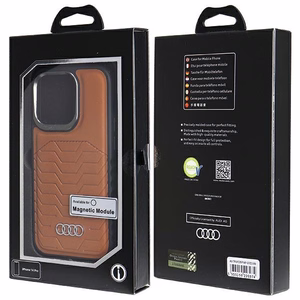 Audi Tekonahkainen Suojakuori MagSafella iPhone 14 Pro:lle - ruskea