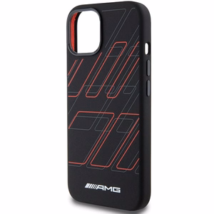 AMG Silicone Large Rhombuses Pattern MagSafe suojakuori iPhone 15 Plus / 14 Pluslle - musta
