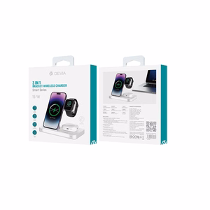 Devia langaton laturi 3in1 Smart 15W valkoinen lampulla