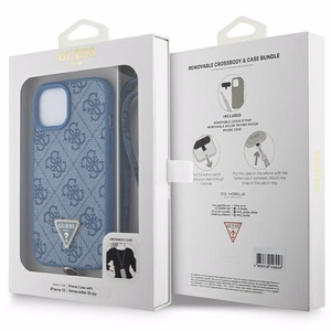 Guess GUHCP15SP4TDSCPB iPhone 15 6,1 sininen/sininen kovakuori Crossbody 4G Metal Logo