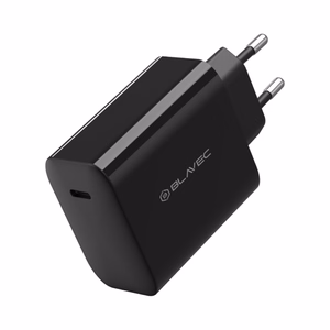 Blavec seinälaturi BC-8 GaN4 - Type C - PD QC 65W 3A Type C to Type C -kaapelilla (TCBC8G4-CB653A+CC), musta