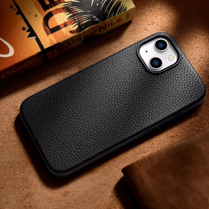 iCarer Litchi Premium Nahkakotelo iPhone 14 Plus Magneettinen nahkakotelo MagSafe musta (WMI14220711-BK)