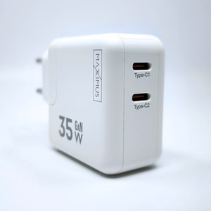 Seinälaturi MX BURST GaN PD 35W, 2xUSB-C + C/C PD kaapeli 65W valkoinen