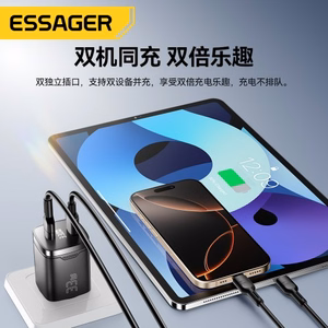 Charger Essager "Display" Black 33W (2xPD) with LED Display