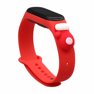 Hihna Xmas Xiaomi Mi Band 3 / 4 joulu Silikoni hihna rannekoru käsine - punainen