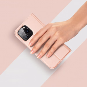 Dux Ducis Skin Pro holsteri suojus flip cover iPhone 14 Pro Maxille vaaleanpunainen
