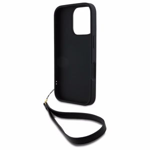 DKNY Wrist Strap Stock Logo Suojakuori iPhone 16 Pro:lle - musta