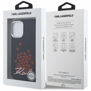 Karl Lagerfeld silikoninen sydänlogo MagSafe suojakuori iPhone 16 - musta