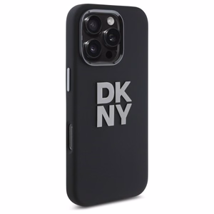 DKNY Liquid Silicone Metal Logo Suojakuori iPhone 16 Pro Max:lle - musta