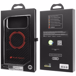 Audi RSQ Carbon Fiber Sport Red Circle MagSafe Suojakuori iPhone 17 Pro Max:lle - Musta