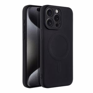 Case for iPhone 15 PRO MAX Silicone Mag Cover compatible with MagSafe (camera protection) black