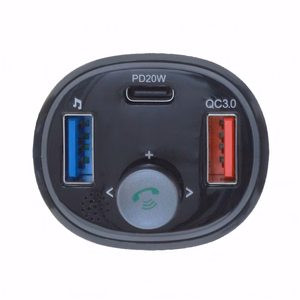 ART FM-lähetin bluetooth 5.0 + USB A QC3.0 + Typ C (yhteensä 30W) FM-73 musta