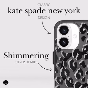 MagSafe-yhteensopiva Kate Spade New York Black City Leopard -suojakuori Apple iPhone 16:lle