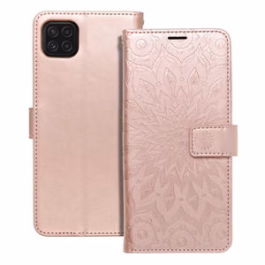 MEZZO Book-suojakuori Samsung A22 5G:lle mandala Rose Gold
