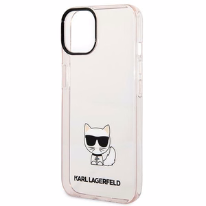Karl Lagerfeld Läpinäkyvä Choupette Body Suojakuori iPhone 14 Plus / 15 Plus 6.7":lle - Vaaleanpunainen