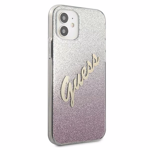 Guess GUHCP12SPCUGLSPI iPhone 12 mini 5.4" vaaleanpunainen/vaaleanpunainen kovakotelo Glitter Gradientti Script