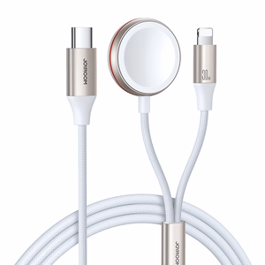 Joyroom 2 in 1 Lightning-kaapeli ja induktiivinen laturi Apple Watch 1.5m valkoinen (S-IW012)