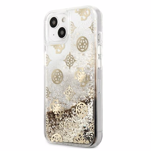 Guess GUHCP13SLGPEGO iPhone 13 mini 5.4" kultainen/kultainen kovakotelo Peony Liquid Glitter, Pioni Nestemäinen Glitter