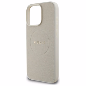 Guess Grained Gold Ring MagSafe Suojakuori iPhone 16 Pro Max:lle - Beige