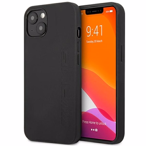 AMG AMHCP14SDOLBK iPhone 14 6.1 "musta / musta kovakotelo Nahka Hot Stamped