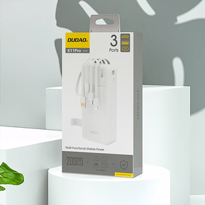 Dudao K11 Pro 20000mAh Powerbank with Built-in Cables - White