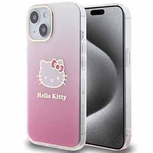 Hello Kitty IML Gradient Electrop Kitty Head Suojakuori iPhone 15:lle - vaaleanpunainen