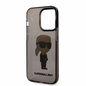 Karl Lagerfeld KLHCP14LHNIKTCK iPhone 14 Pro 6.1 musta/musta kova suojakuori Ikonik Karl Lagerfeld