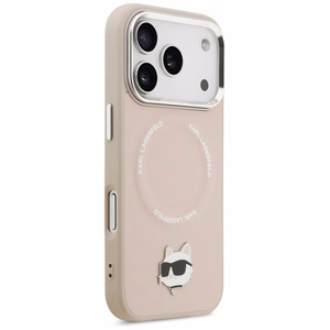 Karl Lagerfeld Choupette Pin MagSafe Suojakuori iPhone 17 Pro Max:lle - Vaaleanpunainen