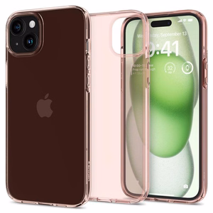 Spigen Crystal Flex Suojakuori iPhone 15 Plus:lle - Vaaleanpunainen/Läpinäkyvä