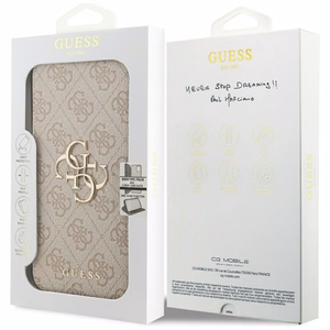 Guess Book 4G Metal Logo -suojakuori iPhone 17 Pro Max - pinkki