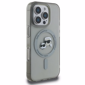 Karl Lagerfeld IML Metal Karl ja Choupette Head MagSafe Suojakuori iPhone 16 Pro Max:lle - Musta