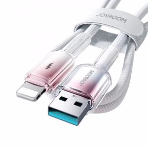 Joyroom S-A42 Crystal-Clear Series 3A USB-A - Lightning -kaapeli 1,2 m - valkoinen