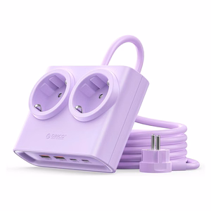 Orico PDC25 25W 6in1 jatkojohto 2x AC + 2x USB-A + 2x USB-C - violetti
