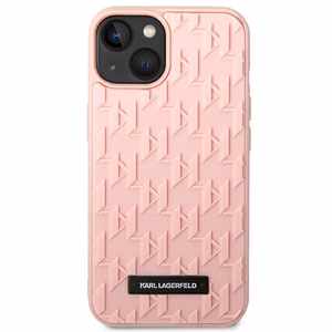 Karl Lagerfeld 3D Monogrammi kotelo iPhone 14 Plus - vaaleanpunainen