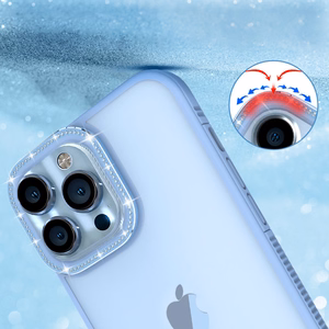 Kingxbar Sparkle sarjan tapauksessa iPhone 13 Pro Max kristallit takaisin kansi sininen