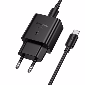 Puhelimen laturi Hoco USB C QC PD 25W + kaapeli USB C–USB C N76 musta