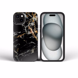 Case for iPhone 15 Forcell F-Protect Mirage compatible with Magsafe Military Drop-Test black marble