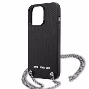 Karl Lagerfeld Nahkainen Teksturoitu ja Ketju Suojakuori iPhone 13 Pro Max 6.7" - Musta