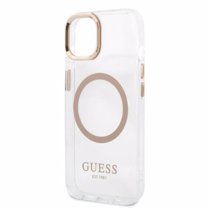 Guess GUHMP13MHTRMD iPhone 13 6.1 "kulta / kulta kova kotelo Metal Outline Magsafe metalli ääriviivat