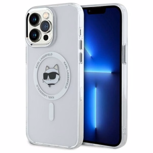 Karl Lagerfeld IML Metal Choupette Head MagSafe iPhone 13 Pro Suojakuori - valkoinen